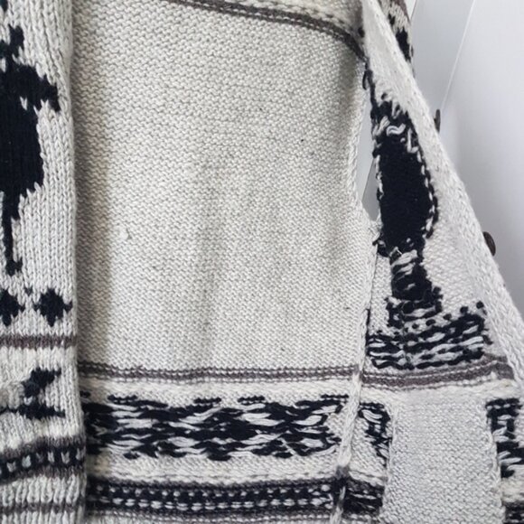 Boho Cowichan Cardigan Button Front Knit Wool Sweater Vest - Picture 5 of 15